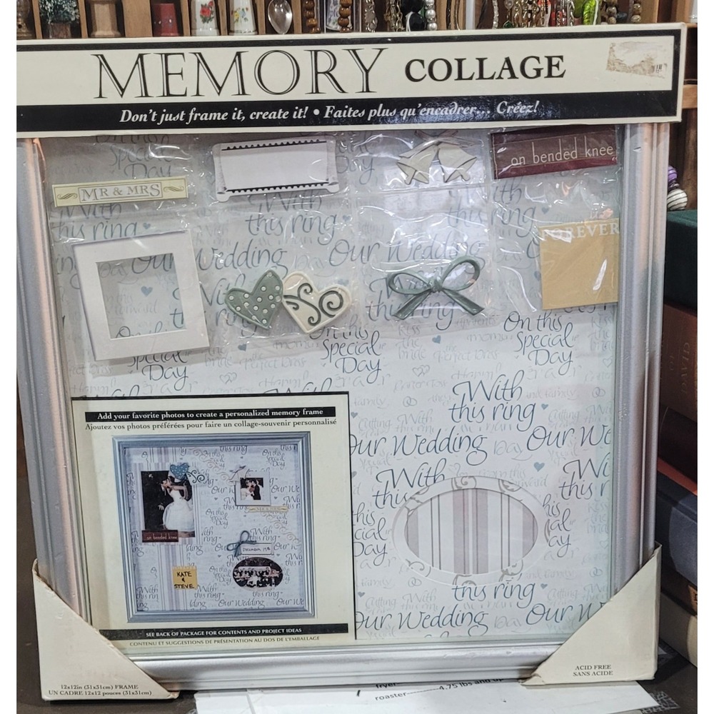 12" x 12" SILVER WEDDING MEMORY COLLAGE Scrapbook Frame